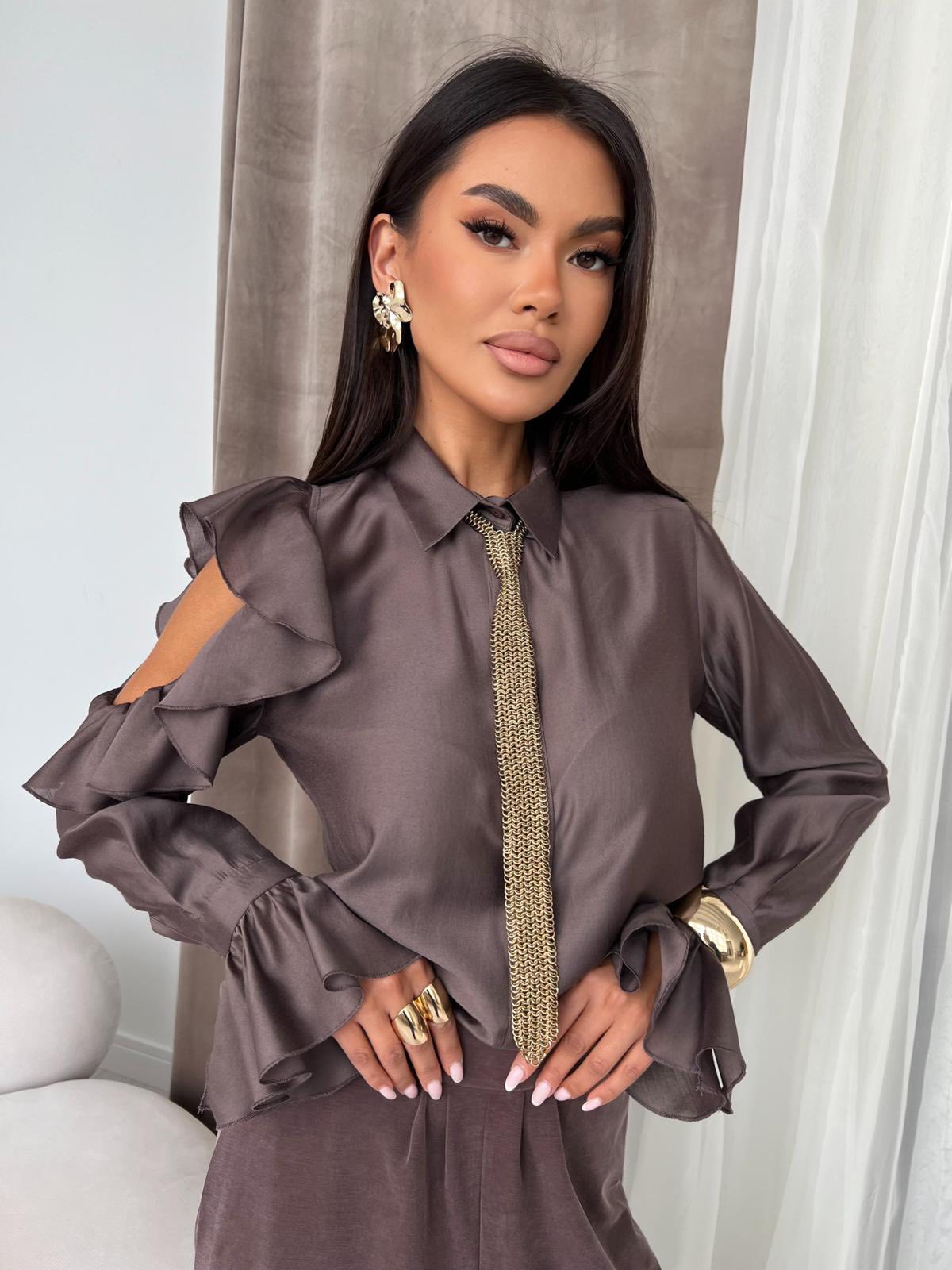 Koszula z Falbankami Pari Czekoladowa zdjęcie 1