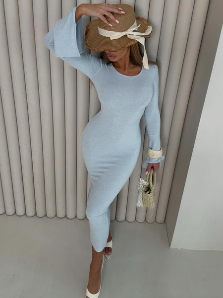 Sukienka Midi Prążek Agatha  Jasna Niebieska