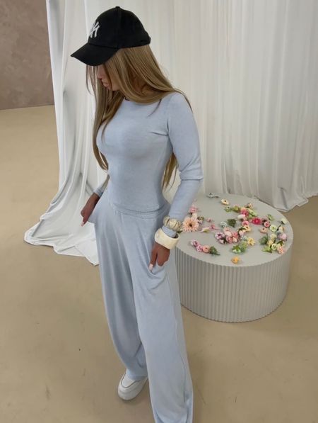 Komplet Wiskozowy 2-częściowy Agatha Niebieski