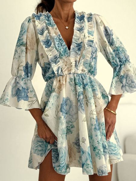 Kombinezon Lniany Sunny Bloom Niebieski