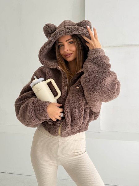 Bluza Baranek Miś z Kapturem Jasny Brązowy
