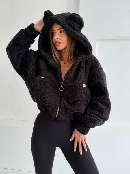 Bluza Baranek Miś z Kapturem Czarny