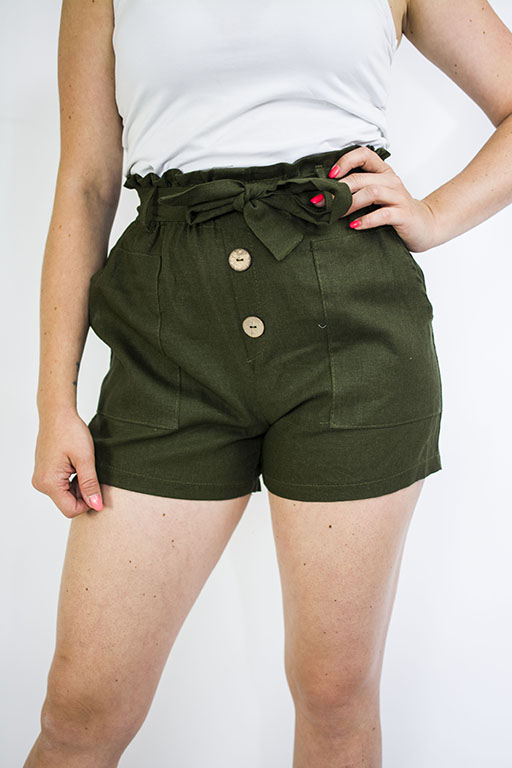 Spodenki lniane khaki