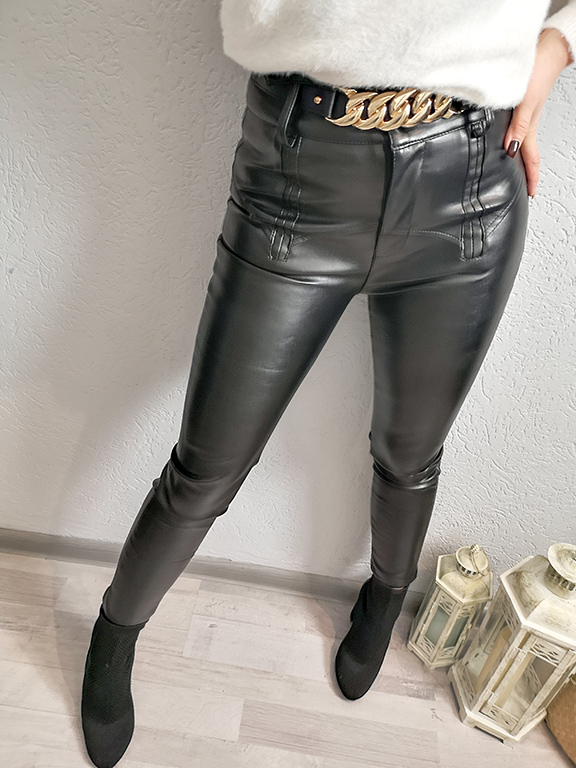 Spodnie Ekoskóra Z Łańcuszkiem