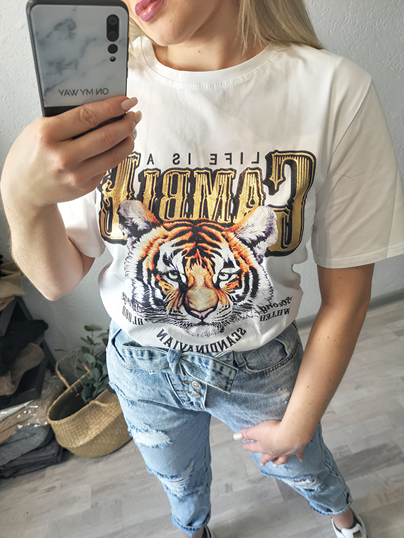 T-shirt Tiger Biały