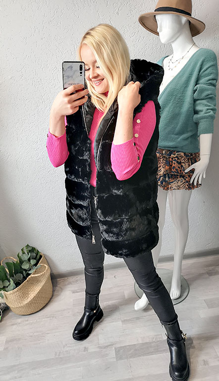 Kamizelka Futrzana Czarna