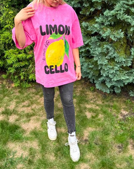 T-shirt Limoncello Długi Różowy